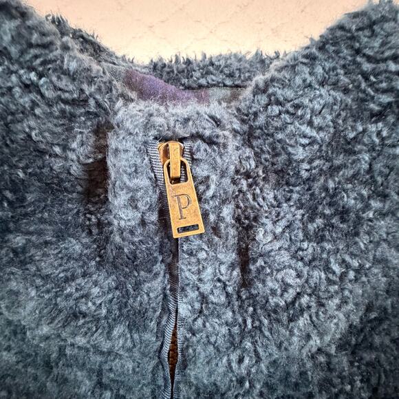 Pendleton Fuzzy Zip Jacket Shearling Fleece Sherpa Dark Blue Women’s Sz L - Picture 3 of 7